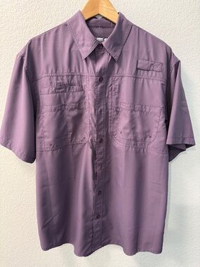 Reel Legends Saltwater II Fishing Shirt Purple Short Sleeve Men's Size M